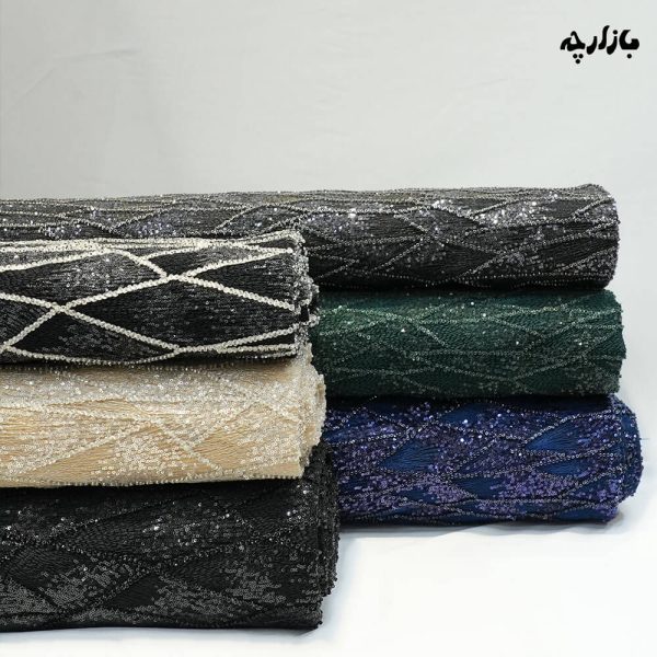 تور کار شده ی خطی اکسسوری پولک و منجوق-6رنگ
