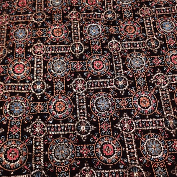 مخمل سوزن دوزی هندی طرح دایره ستون