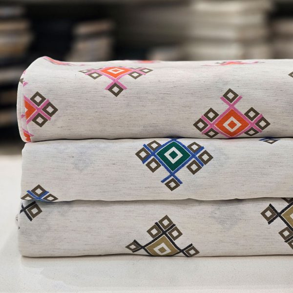 لینن نچرال چاپی طرح سنتی-3رنگ